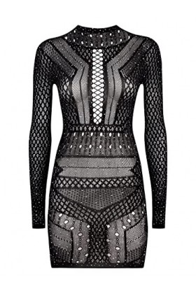 Ann Summers Robe Janelle à strass pour femme - Noir - Large