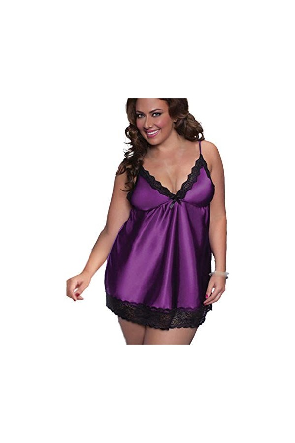 Pyjama Sexy Grande Taille, Pyjama Femme Sexy Femme Sexy Lingerie Matériaux Dentelle Mesh Visible Grande Taille Long Vêtement 