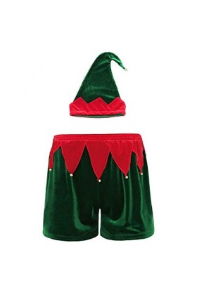 CHENZHANMAOYI Sous-vêtements homme Festival Party doux velours Père Noël vacances Fancy Costume de Noël Boxer avec lensemble