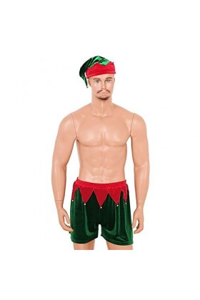 CHENZHANMAOYI Sous-vêtements homme Festival Party doux velours Père Noël vacances Fancy Costume de Noël Boxer avec lensemble