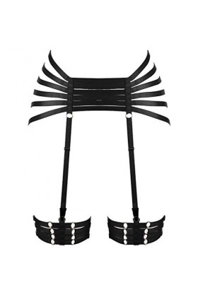 PETMHS - Ceinture porte-jarretière type cage pour femme - Style gothique punk - Taille ajustable - Noir - Taille Unique