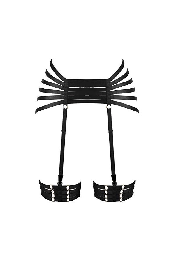 PETMHS - Ceinture porte-jarretière type cage pour femme - Style gothique punk - Taille ajustable - Noir - Taille Unique