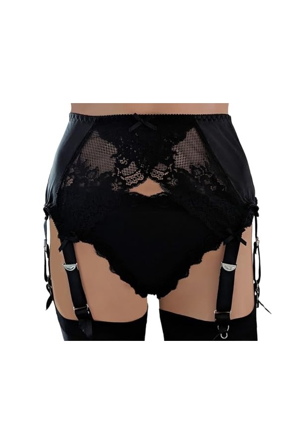 Swanky Pins Porte-jarretelles noir avec 8 sangles, Noir , XL