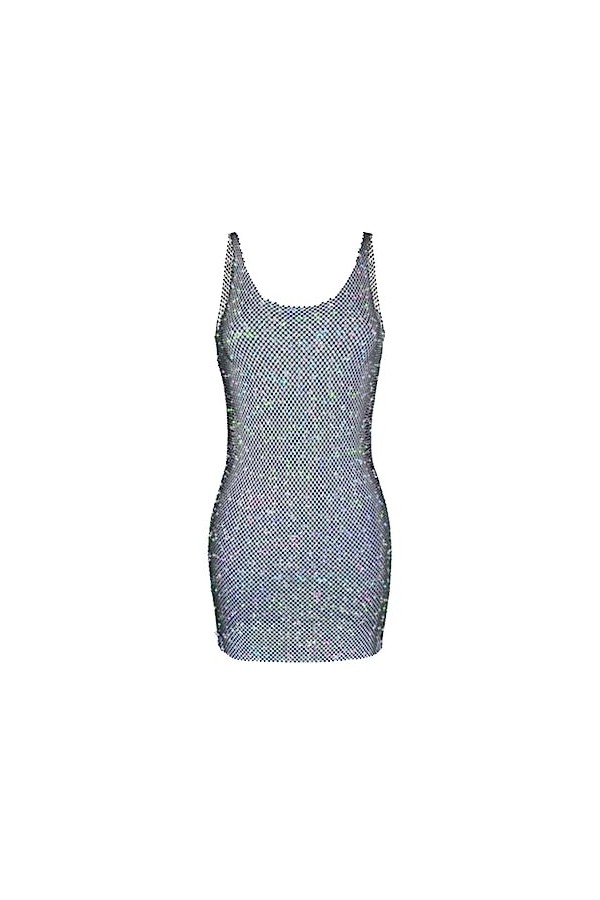 HIFONI Robe en maille transparente | Robe en maille transparente pour femme - costume en maille transparente avec paillettes 