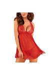 Obsessive Ensemble Chemise + String Sexy Lacelove Babydoll, Rouge,XL-2XL