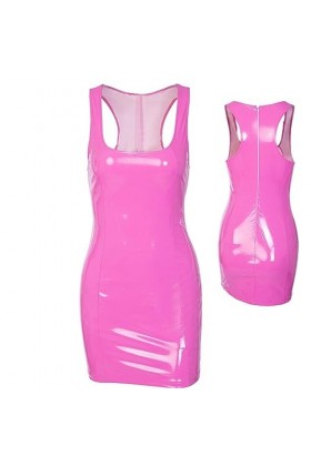 Fovolat Robe Scintillante Rose - Robe débardeur en Cuir Scintillante sans Manches | Encolure Wrap Bodycon Backless Corset Dre