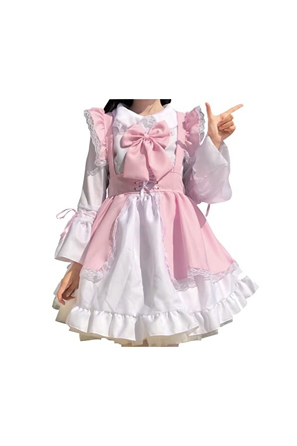 Costume de soubrette de lanime pour femme 3/4/6 pièces – Costume de soubrette française mignon à volants à manches courtes –