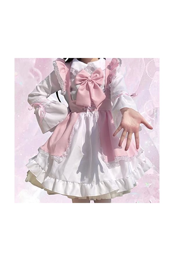 Costume de soubrette de lanime pour femme 3/4/6 pièces – Costume de soubrette française mignon à volants à manches courtes –