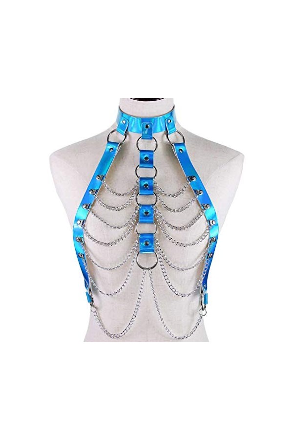 Mengsiy Chaîne de Corps Harnais Haut Punk Femmes Arc-en-Ciel Taille Bijoux Festival Rave Tenue Concepteur Ceinture Femmes Co