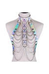 Mengsiy Chaîne de Corps Harnais Haut Punk Femmes Arc-en-Ciel Taille Bijoux Festival Rave Tenue Concepteur Ceinture Femmes Co