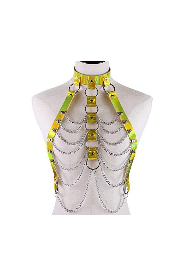 Mengsiy Chaîne de Corps Harnais Haut Punk Femmes Arc-en-Ciel Taille Bijoux Festival Rave Tenue Concepteur Ceinture Femmes Co