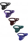 iKingsky Hommes Tanga Sexy Taille Basse Renflement Thong Sous-vêtements T-Back Caleçon pour Hommes, Lot de 5, S