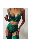 Ensemble de lingerie sexy avec jarretière de nuit en dentelle soutien-gorge string costumes ensembles érotiques femmes sous-v