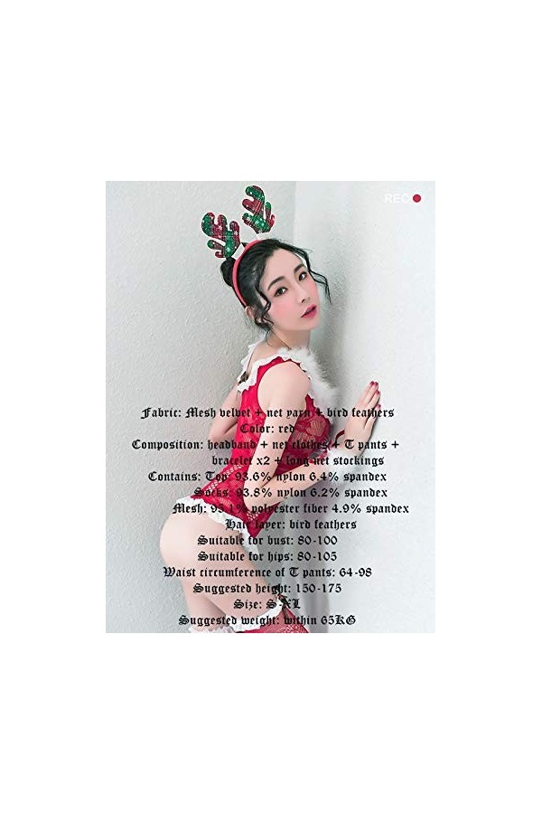 Uniformes Robe De Lapin Sexy Lingerie Sexy De Noël Tentation Filet À Bas Jupe Serrée Petite Taille Rouge Passion Paquet