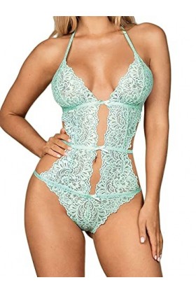 Obsessive Femme Body Sexy Et Séduisant Delicanta Teddy, Vert Clair,L-XL
