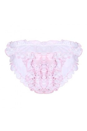 DINGGUANGHE-CUP Lanières Hommes, Mémoires Sissy Rose Culotte Lingerie Hommes Floral Doux Bikini sous-vêtements Super Froufrou