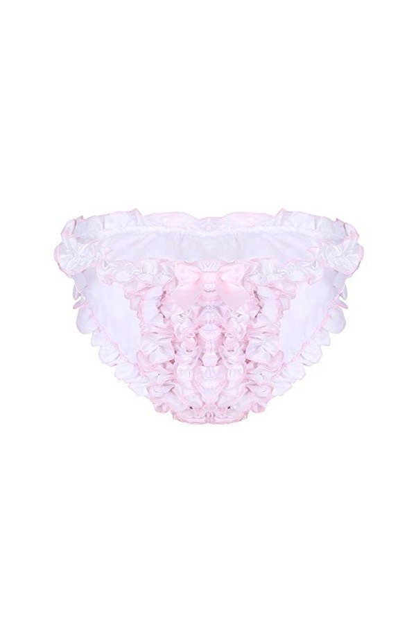 DINGGUANGHE-CUP Lanières Hommes, Mémoires Sissy Rose Culotte Lingerie Hommes Floral Doux Bikini sous-vêtements Super Froufrou