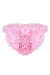 DINGGUANGHE-CUP Lanières Hommes, Mémoires Sissy Rose Culotte Lingerie Hommes Floral Doux Bikini sous-vêtements Super Froufrou