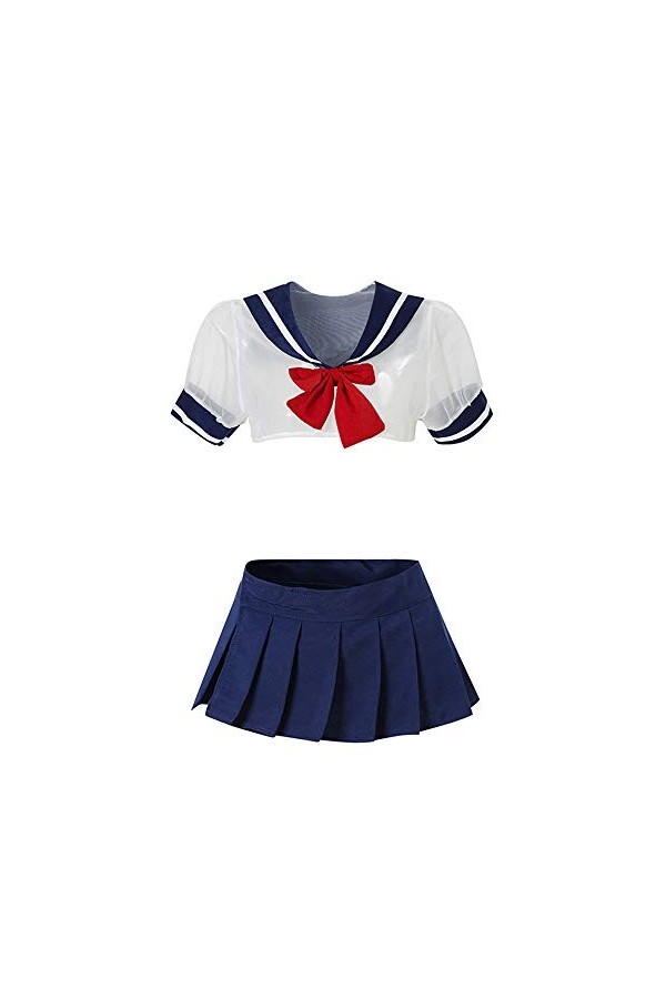Kadila Store Sexy Tenue Décolière Costume Anime Cosplay Lingerie Tenue Roleplay Uniforme Mini-Jupe plissée