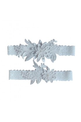 CAREEN Jarretelles de mariée Sexy en Dentelle et Strass, 2 pièces, Jarretelles de Cuisse Blanches, Accessoires de Mariage