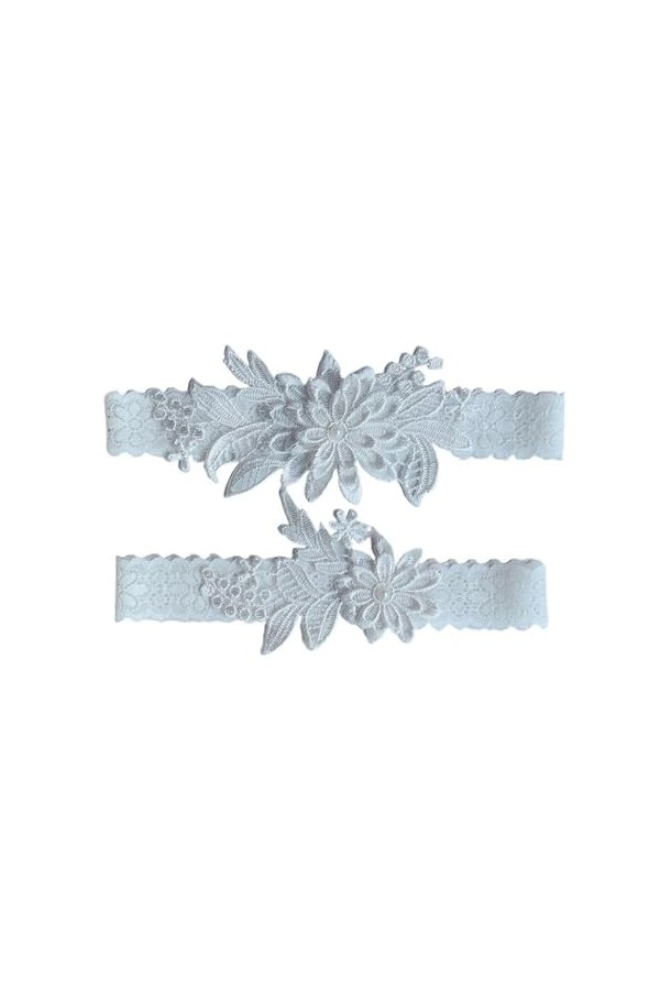 CAREEN Jarretelles de mariée Sexy en Dentelle et Strass, 2 pièces, Jarretelles de Cuisse Blanches, Accessoires de Mariage