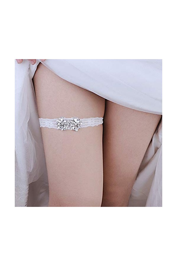GOOFFY Ceinture mariée Cristal Pied décor Mariage mariée jarretière Dentelle Cuisse Anneau Sexy Strass Floral Jambe Bande Orn