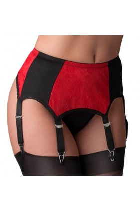 Nylon Dreams NDL15 Porte-jarretelles en dentelle contrastée sur le devant et sur le côté S 