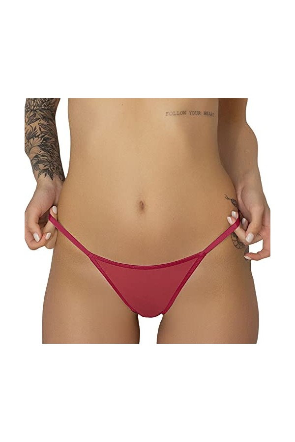 Culottes De sous-vêtements pour Femmes T-Back Sexy G-String Thongs See Through Panty Black+White+Red,S 