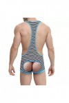 Benjie Costume de lutte érotique à rayures pour homme Taille XL