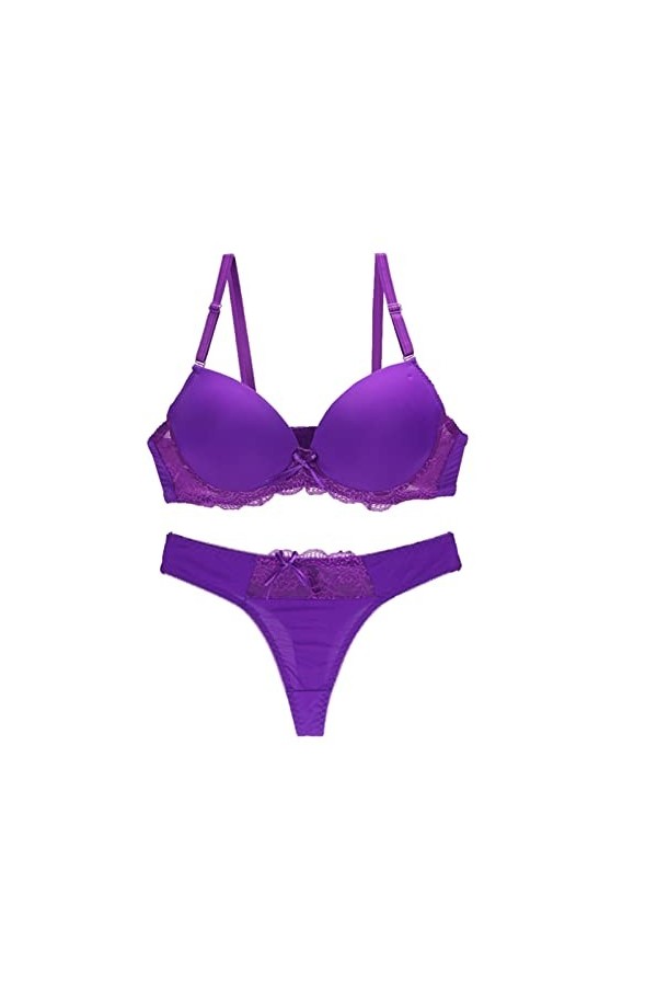 VSOLS Bras de Tasse Sexy Set for Les Femmes sous-vêtements intimes en Dentelle Noire Bleu Rose Violet Blanc féminin Lingerie 
