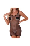 SUNMME Femme 1 Pièce Dos Nu Maille Body Col À Lacets Sheer Teddy Nuisette Lingerie Filet de Pêche Sous-Vêtements Sexy Vêtemen