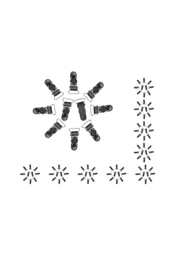 Lot de 10 porte-jarretelles pour femme - Style punk gothique - 20 mm - Noir