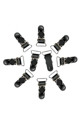 Lot de 10 porte-jarretelles pour femme - Style punk gothique - 20 mm - Noir
