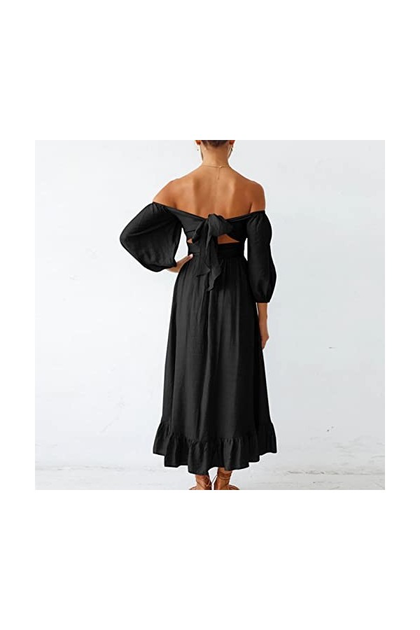 DAUZ Robe à Encolure Carrée et Demi-Manches, élégante pour Mariage de 24 