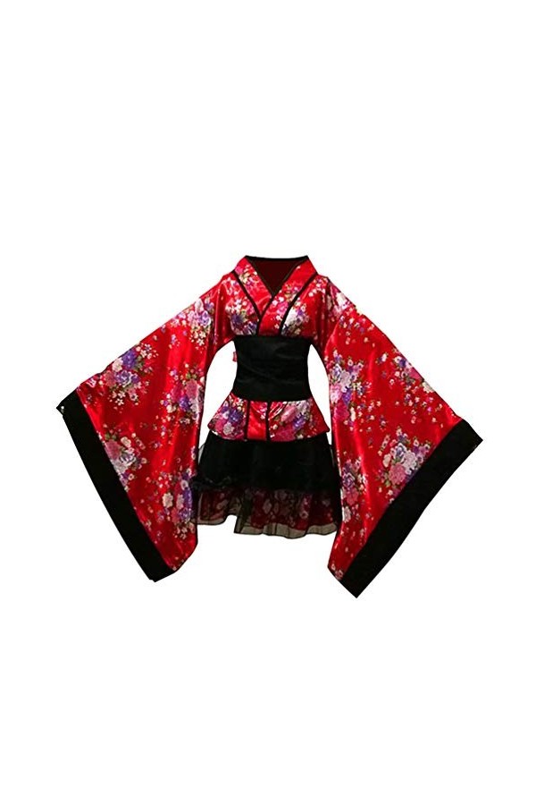 Robes Noires pour Femmes Femme Anime Traditionnel Robe Kimono pour Femme Déguisement Robe Femme Accessoires Steampunk Robe Je