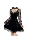 RUITOTP Robe de Femme Sexy Black Transparent Sleeve Punk Dentelle Bandage Gothic Dress Robe Pailletée