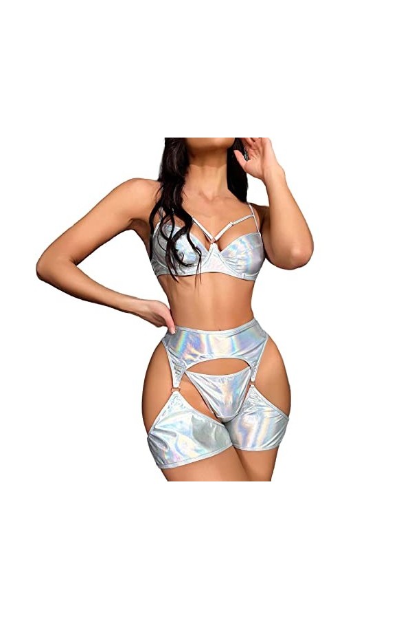 LDZYXY Femmes sexy cosplay costume mignon sexy lingerie ensemble dentelle bretelles camouflage et culotte poupée pyjama linge