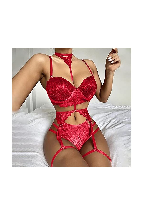 MERNEL Vêtements sexuels Femmes Sexi Babydoll Vêtements Sexy Soutien-Gorge et Culotte Ensembles Dentelle Lingerie Transparent