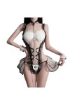 MERNEL Vêtements sexuels Lingerie Sexy Robe Cosplay Uniforme Servant Vêtements Dentelle Robe Babydoll Costume femmes Color :