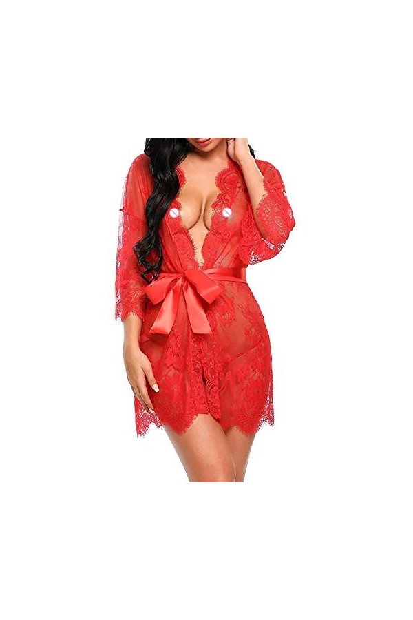 MERNEL Vêtements sexuels Sexy Femmes Lingerie Dentelle Volants Robe Transparente Babydoll sous-Vêtements Robe Érotique Femmes
