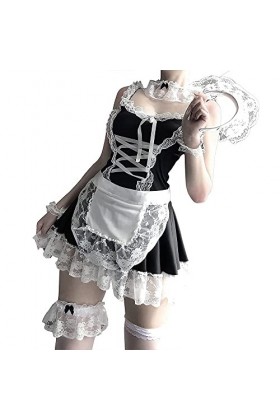 MERNEL Vêtements sexuels Noir mignon Lolita femme de chambre Costumes femmes Sexy lingerie belle femme de chambre Cosplay rob