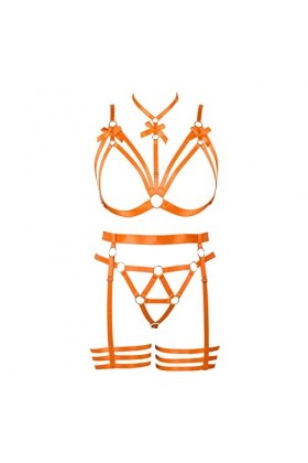 Femmes Body Lingerie Mode Plus Taille métal ajouré chaîne Punk Lingerie Garter Set Gothique Halloween Rave Party Costume Ros