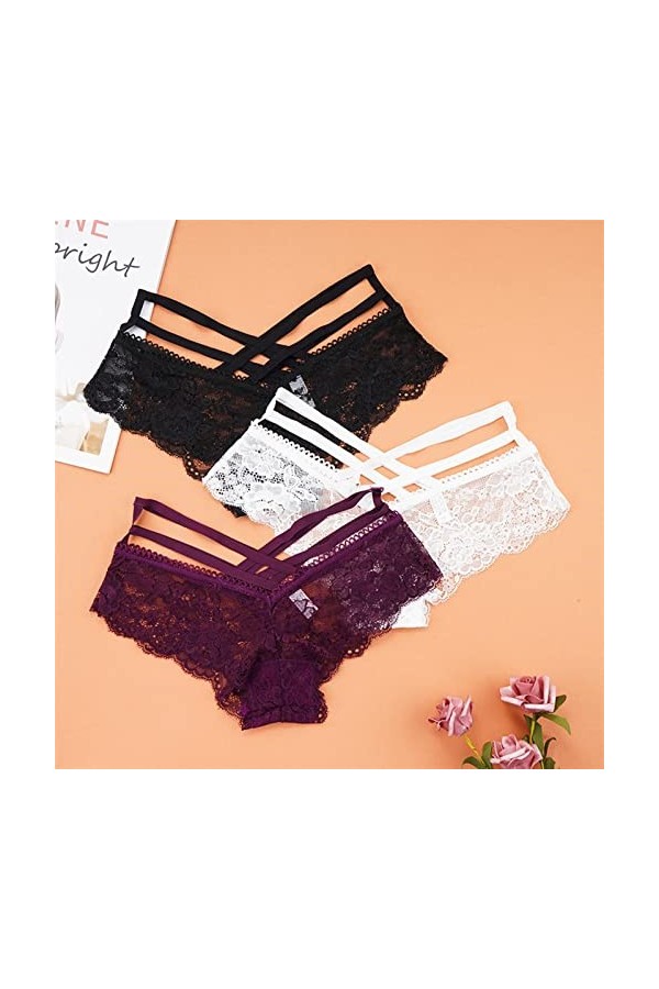 Culotte De Hipster Confortable 3 pièces Sexy culottes femmes dentelle taille basse solide Sexy Culotte femme sous-vêtements c