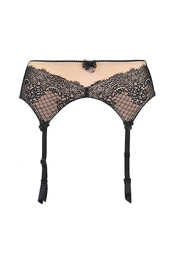 Axami Porte-jarretelles beige avec dentelle noire, noir/beige, S