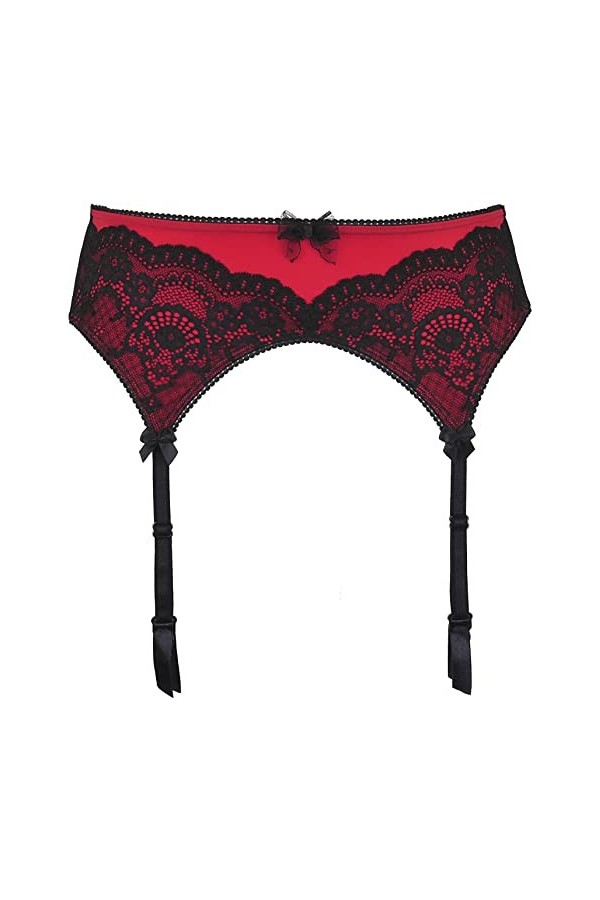 Axami Porte-jarretelles rouge avec dentelle orientale noire, noir/rouge, L