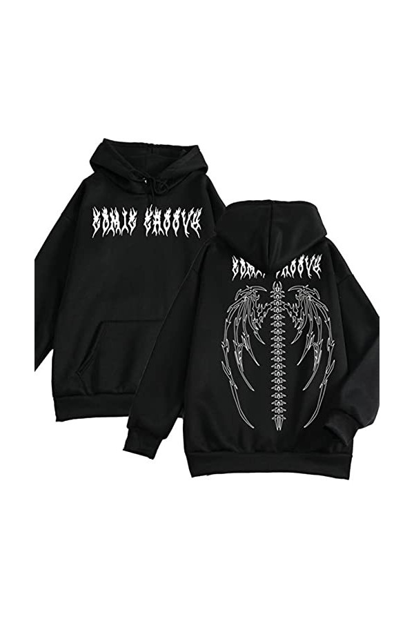 ruoruo Streetwear Harajuku Hoodies Tops Girls Retro Gothic Surdimensia Sweat à Sweat Anime Punk imprimés vêtements Hip Hop Hi