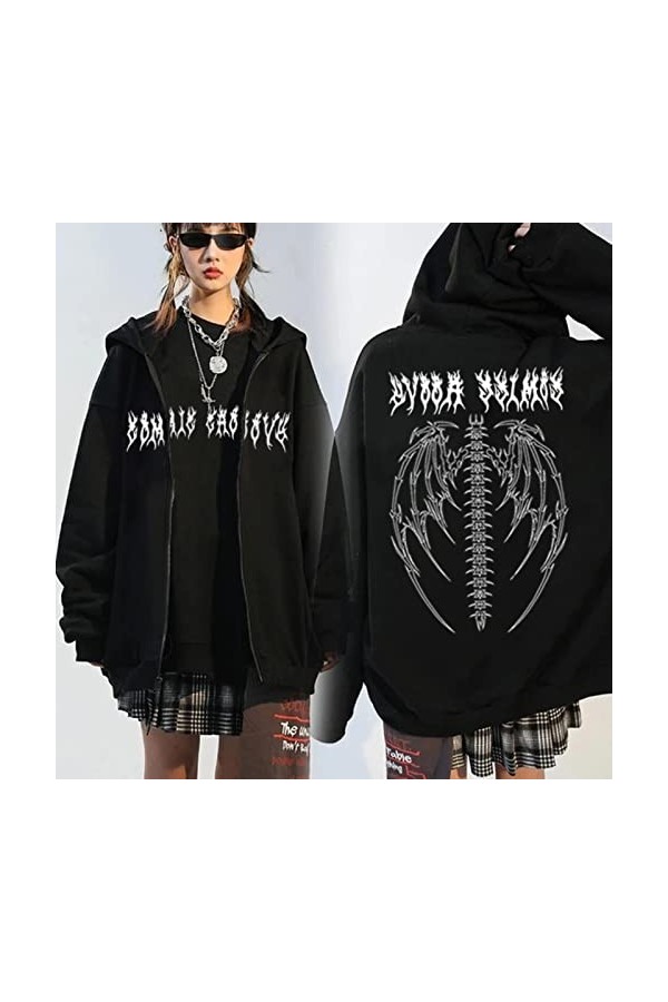 ruoruo Streetwear Harajuku Hoodies Tops Girls Retro Gothic Surdimensia Sweat à Sweat Anime Punk imprimés vêtements Hip Hop Hi