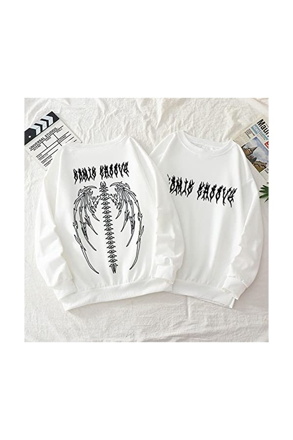 ruoruo Streetwear Harajuku Hoodies Tops Girls Retro Gothic Surdimensia Sweat à Sweat Anime Punk imprimés vêtements Hip Hop Hi