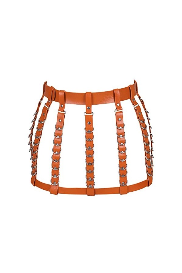 BANSSGOTH Femmes Body Harnais Ceintures De Danse Jupe en Cuir Punk Jarretelles Ceintures Évider Halloween Carnaval Vêtements 