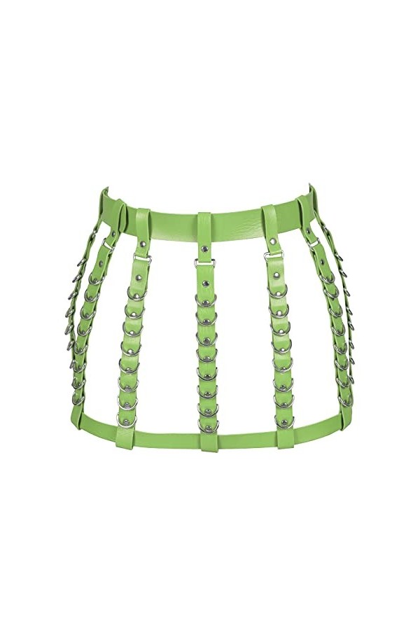 BANSSGOTH Femmes Body Harnais Ceintures De Danse Jupe en Cuir Punk Jarretelles Ceintures Évider Halloween Carnaval Vêtements 